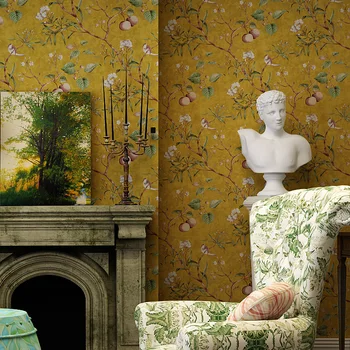 Amerikan Rustik Elma Ağacı Duvar Kağıtları Ev Dekor Yaprak Çiçek Mavi Duvar Kağıdı Rulo Oturma Odası Yatak Odası Dekorasyon için Duvar