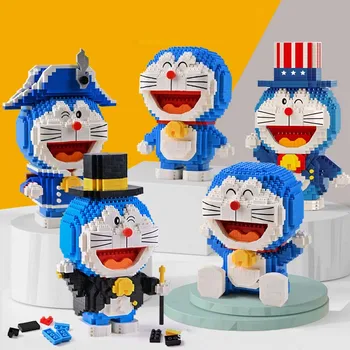 Anime Modeli Blokları Mutlu Doraemon Japon Karikatür Figürü Bina Oyuncaklar Kız brinquedos Çocuklar Hediyeler Sunar