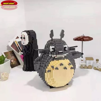 Anime Totoro Hiçbir Yüz Adam Kedi Karikatür Hayvan Pet Şemsiye Modeli DIY Mini Elmas Blokları Tuğla Yapı Çocuk Yetişkin Oyuncak Hediye