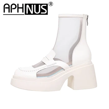 APHNUS Bayan Botları Sandalet Şeffaf Platformlar Önemsememek Kısa Ayak Bileği Patik Yüksek Topuklu Kadın Pompaları 2023 Ayakkabı Kadın Çizme