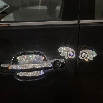 Araba Kapı Kolu Koruyucu Dış Bling Sevimli Oto Aksesuarları Yan Kenar Dikiz Aynası Anti Scratch 9 adet Set