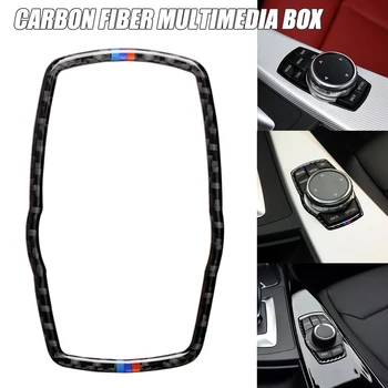 Araba Karbon Fiber Çerçeve BMW Medya Düğmesi Etiket Topuzu Kapağı F10 F20 F30 F34 F07 F25 F26 F15 F16 F En İyi İç Sticker