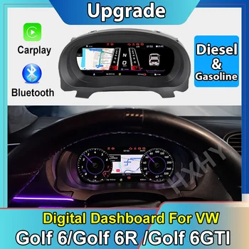 Araba LCD Dijital Küme Sanal Kokpit Hız Göstergesi Dash Carplay VW Golf 6 GTI İçin 6R 2010-2012 Enstrüman Ekran Paneli Ünitesi