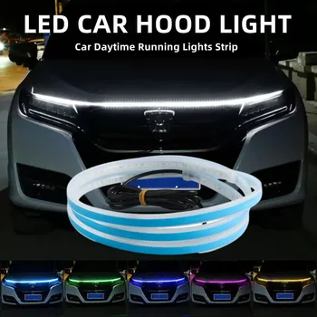 Araba LED kaput ışık esnek şerit otomatik modifiye ön far 12V araba gündüz farları Bar DRL kesilebilir dekoratif lamba