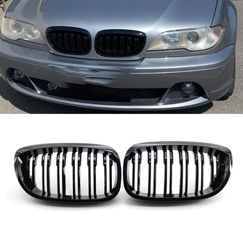 Araba Ön Böbrek İzgara Grille Yarış İzgaralar BMW 3 Serisi İçin E46 2-Door 2DR 2002-2005 Parlak Siyah Aksesuarları Oto Izgaraları