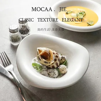 Avrupa Tarzı Saf Beyaz Seramik salata kasesi Aperatif Tatlı Kase beyaz porselen tabaklar Mutfak Sofra yemek masası Dekorasyon