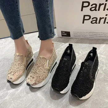 Ayakkabı Kadın 2023 Kadın Ayakkabısı sneaker Modis Takunya Platformu Yuvarlak Ayak Yeni Elbise Sevimli Sürüngen Yaz Küçük Dantel Eğlence