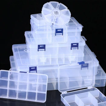 Ayarlanabilir 1-24 İzgaralar Bölmesi Mücevher Kutusu Şeffaf plastik Saklama Kutuları Konteyner Boncuk Küpe Dikdörtgen Organizatör Vaka