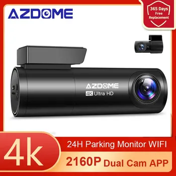 AZDOME M300S 4K araba dvr'ı Ses Kontrolü Dash kamera GPS Wifi Dash Kamera Araba Kamera UHD 2160P Gece Görüş G-sensor park monitörü
