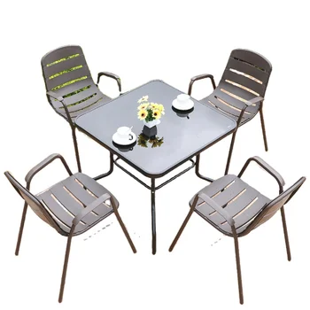 Açık masa ve sandalye kombinasyonu bahçe açık cafe hakkında konuşmak demir sanat açık eğlence küçük çay masası balkon masa