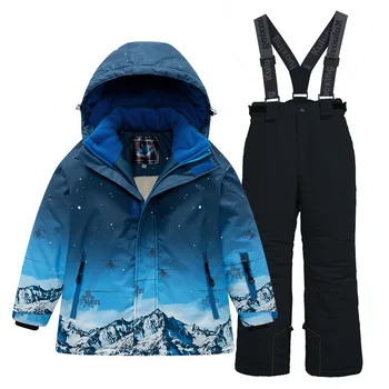 Açık Çocuk Termal Kayak Takım Elbise Erkek Kız Pantolon + Ceket Erkek Kız Genç Kaliteli Çocuk Kayak Snowboard Rüzgar ve Su Geçirmez Takım Elbise