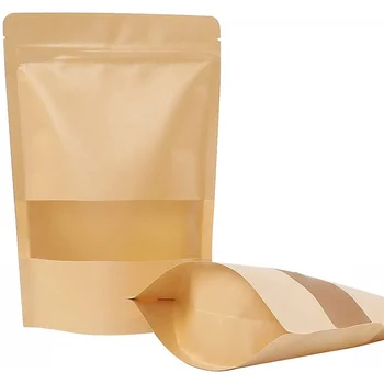 Açılıp kapanabilir Ambalaj Kağıt Torbalar Beyaz Yeniden Kullanılabilir Kapatılabilir Zip Kilit Gıda Depolama Stand up kraft fermuarlı çanta Ev İş için