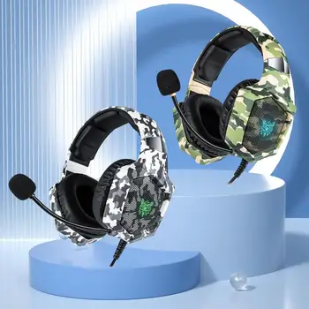 Aşırı kulak Kablolu Kulaklık oyun Kulaklıklar K8 Oyun Kulaklıklar Esnek HD Mikrofon Rgb ışık Surround ses Pc İçin GamingXbox