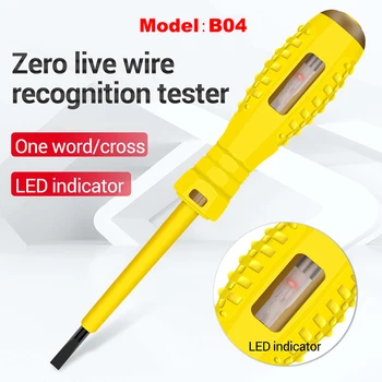 B04 voltmetre Kalem Oluklu / Phillips Tornavida Neon Ampul Manyetik Kalem Ucu Temassız Yalıtımlı Elektrikçi test kalemi