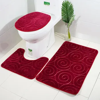 Banyo Banyo mat seti Tuvalet Kilim Flanel Anti Kayma Duş Halı Seti Ev Tuvalet kapak Duş Odası Halı Paspaslar