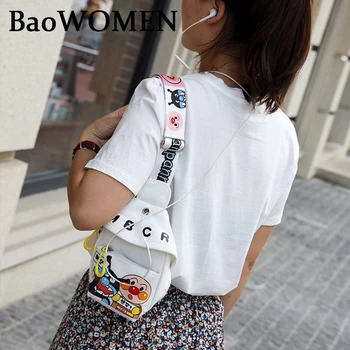 BaoWomen Kadın postacı çantası Tuval Bayan Kumaş omuzdan askili çanta Japonya Karikatür Baskı Fermuar Crossbody Çanta Kadın 2020 Çantalar