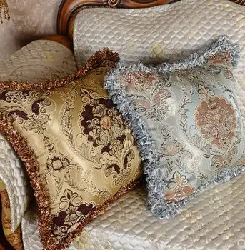 Barok jakarlı minder örtüsü püskül saçaklar yastık kılıfı bel yastığı kapak kanepe dekoru