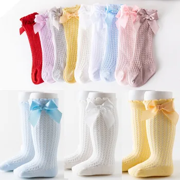 Bebek Diz Boyu Çorap İlkbahar Yaz İnce Yenidoğan Örgü Çorap Pamuk Gevşek Ağız Çorap Kız Çocuk Yay Çorap