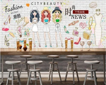 beibehang 2018 yeni moda klasik üç boyutlu dekoratif duvar kağıdı moda el-boyalı kadın alışveriş arka plan behang