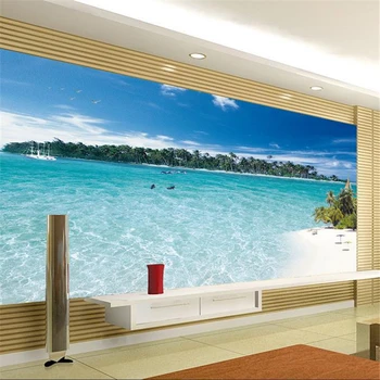 beibehang 3d stereoskopik deniz manzarası duvar resimleri TV zemin duvar kağıdı oturma odası yatak odası papel de parede fotoğraf duvar kağıdı