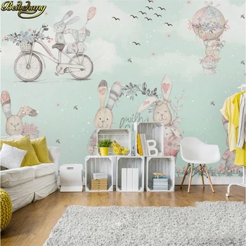 beibehang Özel Karikatür balon tavşan Tv Arka Plan duvar kağıdı çocuk odası oturma odası dekorasyon Duvar duvar kağıtları ev dekor