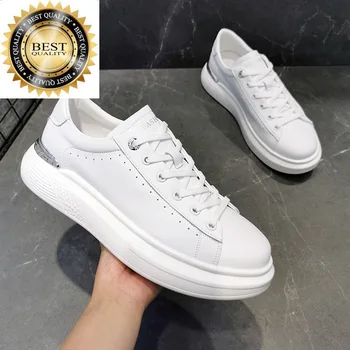 beyaz marka rahat tasarımcı erkek ayakkabı dantel-up platformu ayakkabı sokak tarzı hakiki deri ayakkabı trendi yakışıklı sneakers erkek