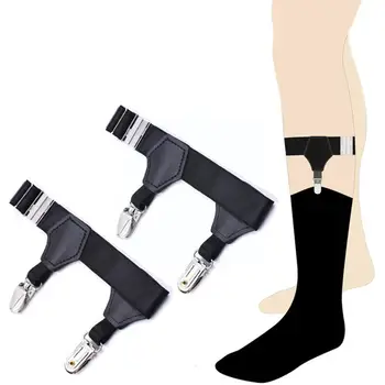Bir Çift erkek Siyah Çorap Jartiyer Kemer Ayarlanabilir Elastik Çorap Klipleri Tutun kaymaz Parantez Tutucular Ördek Ağız Jartiyer L5P3