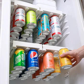 Bira Soda Depolama Rafı Buzdolabı Raf Altında Slayt Soda İçecek Organizatör Mutfak Çift sıralı Konteyner Buzdolabı