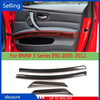 BMW 3 Serisi için E90 2005-12 ABS Karbon Fiber Araba İç Kapı Dekorasyon çerçeve Trim Çıkartmalar Araba Aksesuarları hızlı gemi