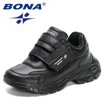 BONA 2023 Yeni Tasarımcılar koşu ayakkabıları Moda Klasik Sneakers Çocuk Nefes Tenis Ayakkabıları Erkek Okul yürüyüş ayakkabısı Kızlar