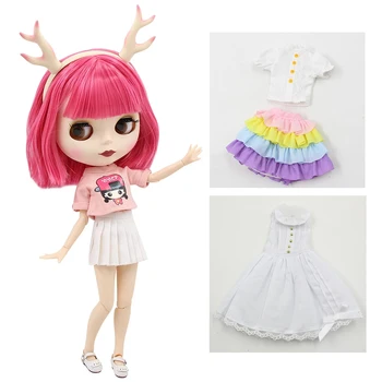 BUZLU DBS Blyth oyuncak bebek giysileri noel hediyesi oyuncak gökkuşağı elbise beyaz gömlek beyaz etek anime kıyafetler