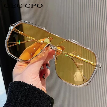 Büyük boy Güneş Gözlüğü Kadın 2023 Yeni Benzersiz Tek Parça moda güneş gözlükleri Erkekler İçin UV400 Punk Gözlük Trend Kadın Gözlük UV400