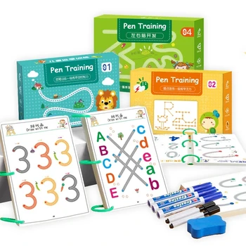 Büyülü İzleme Çalışma Kitabı Yeniden Kullanılabilir Kaligrafi Defterini Uygulama çizim kitabı Yürümeye Başlayan Öğrenme Çocuk Montessori Çizim Oyuncak