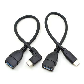 C tipi USB 3.0 dişi adaptör, 90 Derece USB 3.1 USB Dişi OTG Kablosu Macbook Pro, Samsung Not 8, Dell XPS 15, vb,