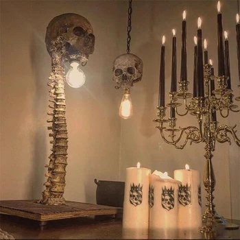 Cadılar bayramı kafatası iskelet lamba korku 3D heykeli yeni masa lambası yaratıcı parti süs Prop ev yatak odası dekorasyon korkunç ışık