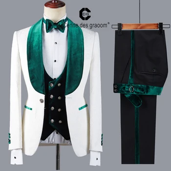 Cenne Des Graoom Son Kat Tasarım Erkek Takım Elbise Tailor-Made Smokin 4 Parça Blazer Kadife Yaka Düğün Damat Kostüm Homme