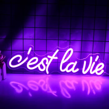 C'est La Vıe Neon Tabelalar Duvar Dekor için Mektup Neon yatak odası lambaları Led İşaretleri USB Powered Düğün Doğum Günü Partisi için Ev