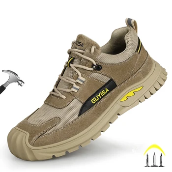 CHNMR 2023 Yeni Marka güvenlik ayakkabıları Erkekler İçin Yıkılmaz İş Sneakers Çelik Ayak Delinmez Kaymaz Spor Ayakkabı Unisex