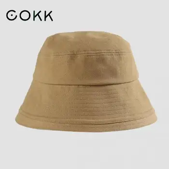 COKK Kova Şapka Kadın Yaz Bahar Geniş Kenarlı Güneşlik Rahat balıkçı şapkası Düz Renk güneş şapkası Kadın Güneş Koruyucu Açık Gorros