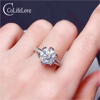 CoLife Takı Moda Moissanite Nişan Yüzüğü Kadın için 0.5 ct To 3ct Gerçek Çin Moissanite Yüzük Gümüş Taş Yüzük