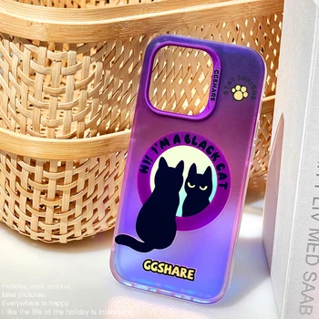 Conelz iphone 14 pro kişilik Lazer fırçalama degrade mor Karikatür kedi kabuk Korumak İçin iphone 14 pro max Durumda