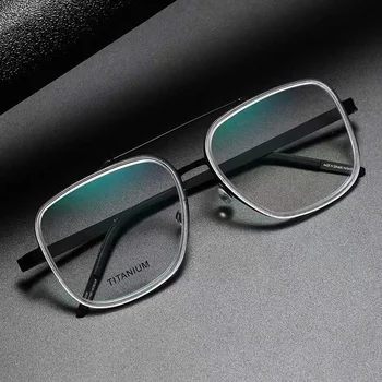 Danimarka Marka Titanyum Gözlük Çerçeveleri Erkek Kadın Retro Kare Gözlük Ultra hafif Reçete Miyopi Okuma Gözlük 9744