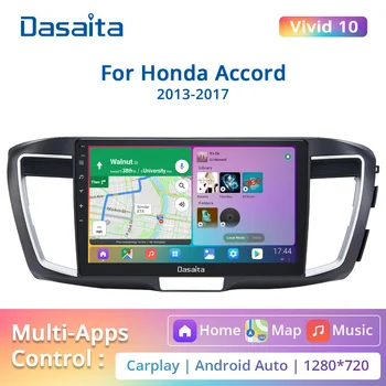 Dasaita Vivid10 PX6 Araba Radyo Honda Accord 2013 2014 2015 2016 2017 için 9th Gen Apple Carplay Android 10.2 