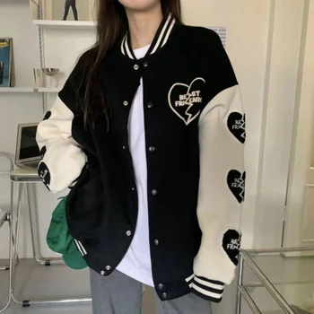 Deeptown Harajuku Beyzbol Ceket Kore Streetwear üniversite ceketleri Kadın Y2k Moda kolej üniforması Bombacı Ceket Kadın Giysileri