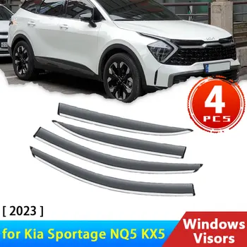 Deflektörleri için Kia Sportage NQ5 V KX5 5 2023 Aksesuarları Araba Yan Pencere Siperliği Yağmur Kaş Güneş Cam Tente Trim 2022 2021