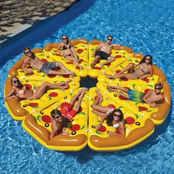 Dev 180cm Şişme Pizza Dilim Havuzu Yüzen yüzme simidi Yüzen Satır Çocuk Yetişkinler İçin su oyuncakları Yatak Deniz Partisi