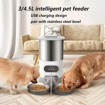 Dispenser Otomatis Makanan Anjing Pengumpan Hewan Peliharaan Cerdas 3/4.5l untuk Kucing dan Anjing Berukuran Kecil dan Sedang,