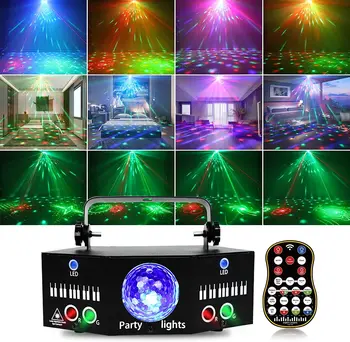 DJ disko topu parti ışıkları çift desenler lazer ışık projektör LED sihirli top Strobe Dmx Dj denetleyici tatil düğün Bar