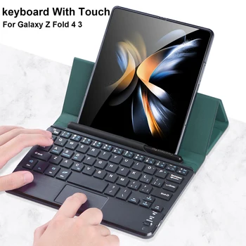 Dokunmatik Kablosuz samsung klavye Galaxy Z Kat 5 4 Deri Kılıf Standı S Kalem Manyetik klavye Z Kat 3 2 Telefon Kapak