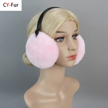 Doğal 100 % Rex Tavşan Kürk Earmuffs Kadın Moda Kadınlar Sıcak Rusya Kış Gerçek Kürk Earmuffs Çocuk kulak koruyucu İçin Kulak Kız